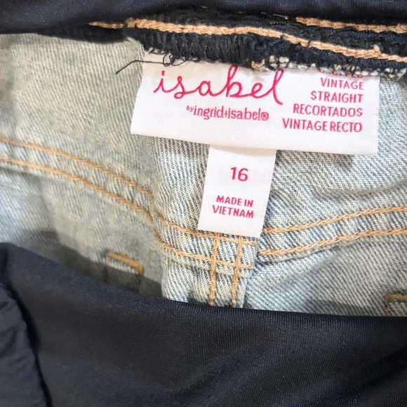 Isabel Vintage Maternity Distressed Blue Denim Capri Jeans with Panel,Size 16. - Picture 9 of 14